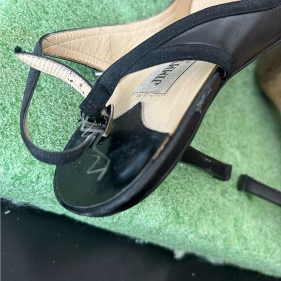 Jimmy Choo Leather High Heels classic pumps slingback shoes pointy toe - Picture 8 of 10